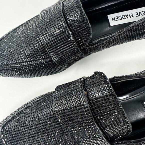 NEW Steve Madden Riski Black Rhinestone Studded Loafers, NEW, Size 6, MSRP $99 - Picture 7 of 14